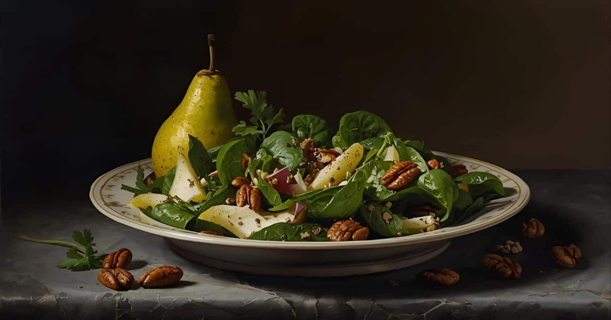 Recipe: Nourishing Baby Spinach Salad with Pears & Pecans